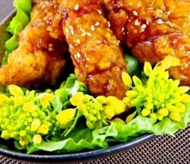 鶏胸肉で簡単♪手羽風揚げない甘辛照焼チキンお弁当に